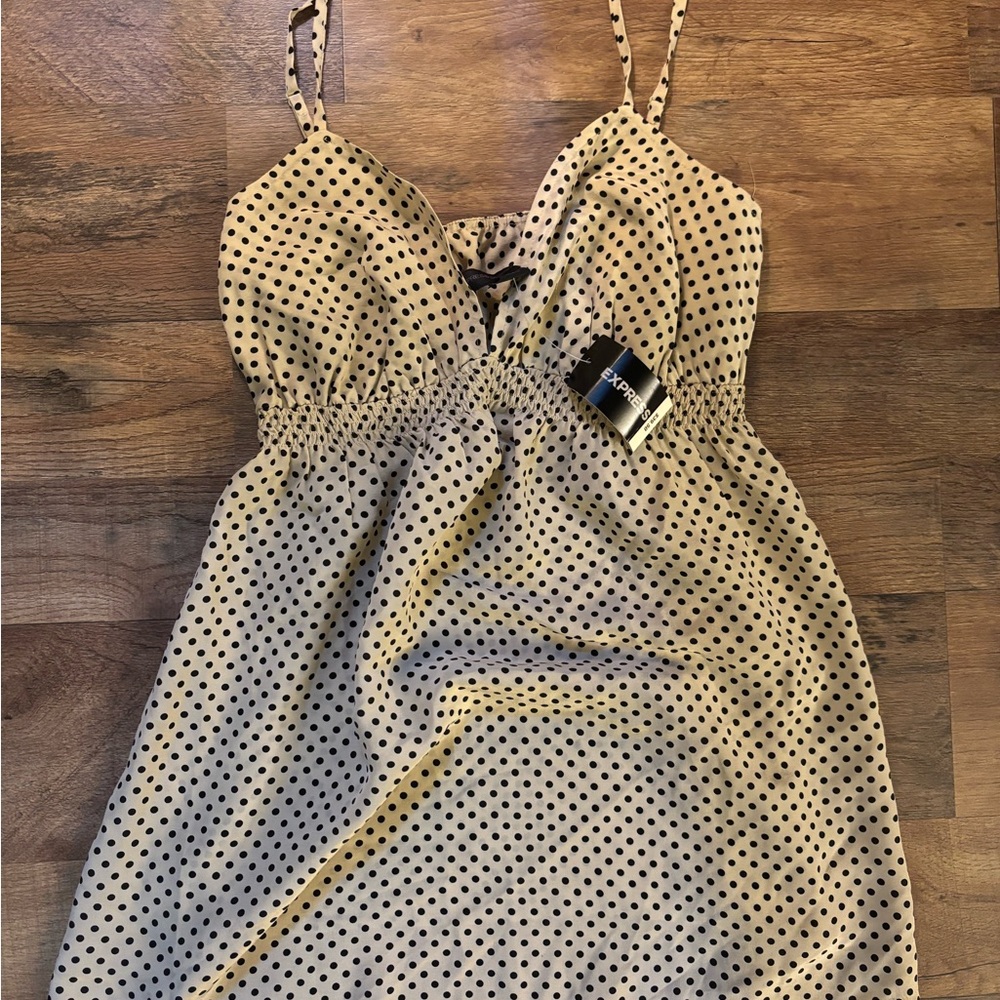 Express Black Polka Dot Spaghetti Strap Mini Dress!